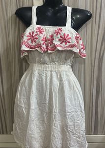 White Floral Embroidered Sundress
