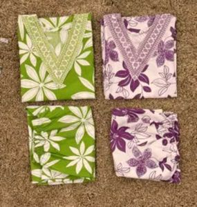 Floral Print Kurta Sets - Green & Purple
