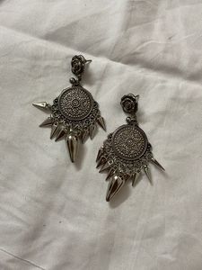 Rose Oxidized Silver Earrings