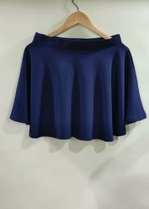 Purple Feather Navy Blue Skater Skirt (Women's)