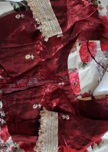 Embroidered embelished bollywood tissue pure silk