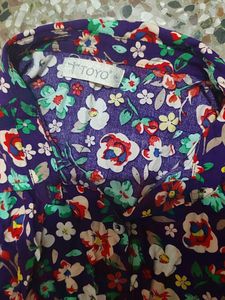 Floral Print purple collar tunic Kurti