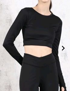 Shein Cute Thumbhole Sleeve Criss Cross Back Detai