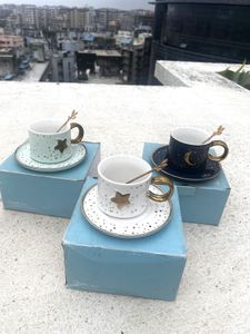 Moon &amp; Star Designer Coffee Cup with Saucer - 1 Se