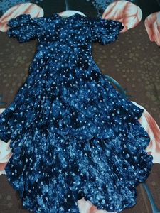 Blue floral print tiered dress