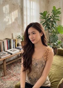 Sheer Lace Ruffle Tank Top