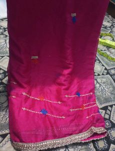 Vibrant Pink Embroidered dupatta