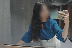 Blue V-Neck Flared Sleeve Top