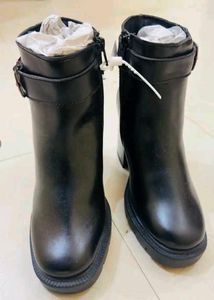 Chunky Black Heeled Ankle Boots