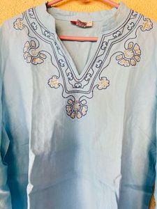 Light Blue Embroidered Kurta