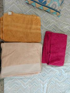 Set of 3 Towels - Yellow, Peach, Pink