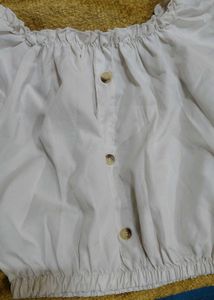 White Off-Shoulder Puff Sleeve Crop Top