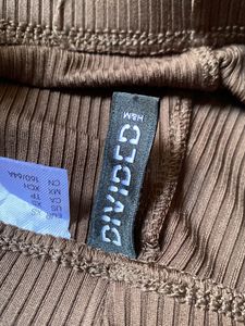 Brown Ribbed Flare Pants