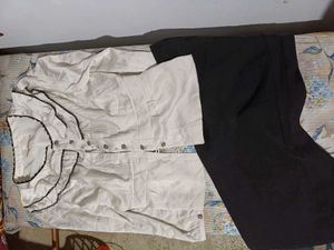 Chic White Top &amp; Black Pants Set