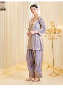 Farshi Lilac Kurta Set with Golden Dupatta