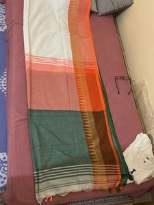 Elegant Green &amp; Peach Saree