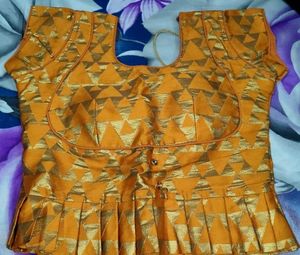 Elegant Orange Brocade Blouse
