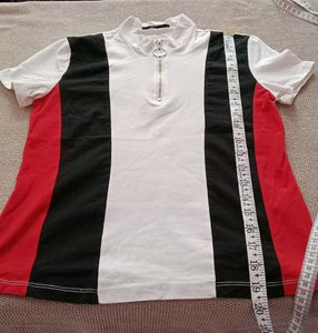 SHEIN Women's O-ring Zip Up Top/Tshirt