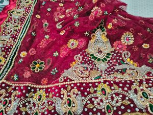 Heavy Bridal Maroon Stone work Lehenga