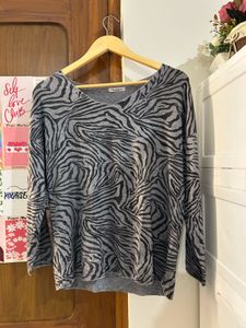 Zebra Print V-Neck Top