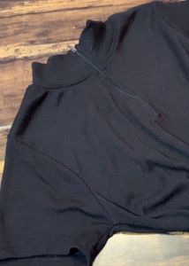 Stylish Black Zip Neck Top