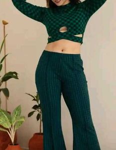 Green Checkered Two-Piece Set