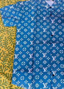 Stylish Blue LV Print Shirt