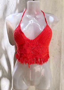 Crochet Halter Neck Crop Top