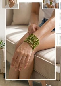 New Green Beaded Bangles(set of 12)