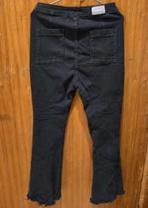 Black Flared Jeans with Embellished Side Detail