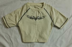 set of 2 raglan print crop top