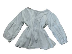 Chic White Peplum Top with Balloon Sleeves
