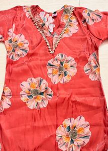 Beautiful Red Floral Kurta Tunic