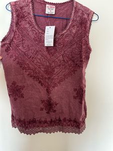 Boho Embroidered Sleeveless Top/kurti
