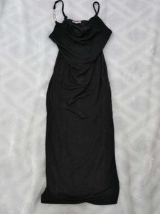 Elegant Black Cowl neck Maxi Dress