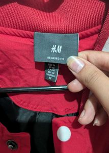 Red &amp; White Bomber Jacket