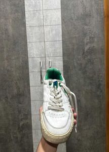 Redtape White &amp; Green Leather Sneakers