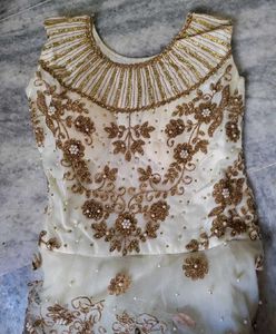 Elegant White &amp; Gold Embellished Gown