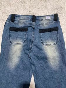 Stylish Blue Jeans with Black Side Stripe