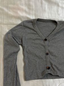 Grey Button-Up Cardigan top