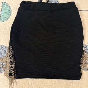 Black Mini Skirt with Silver Embellishments