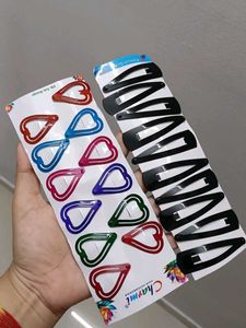 Cute Heart &amp; Classic Snap Hair Clips Set