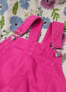 Pink Denim Dungaree Short Dress