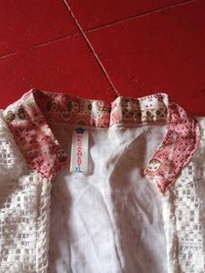Elegant Pink Printed Kurta Set with Lace Jacket