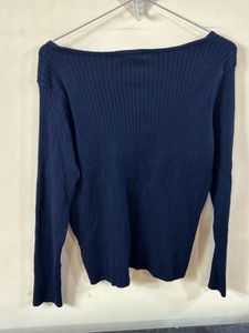 Navy Blue Ribbed Long Sleeve Top ( fixed)