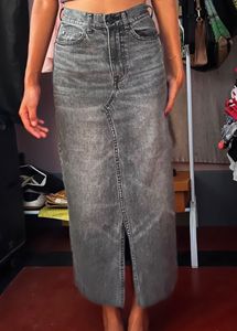 H&M Black Wash Denim Maxi Skirt