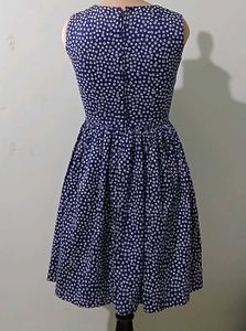 Navy Floral Print Sleeveless Dress