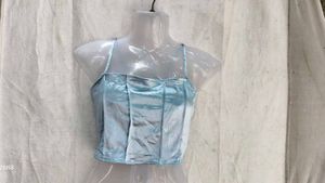 I. Light Blue Satin Corset Top