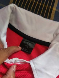 Rose pink and White Long Sleeve Rugby Shirt