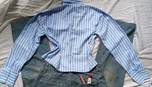 Blue &amp; White Striped Button-Up Shirt